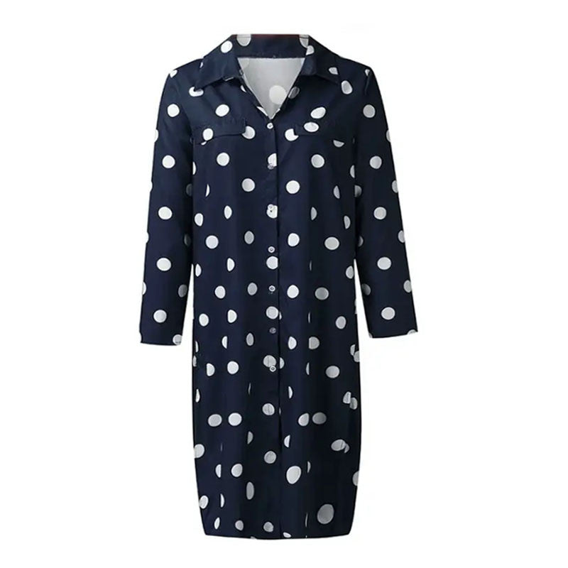 Boho Polka Dot V-Neck Swing Midi Dress