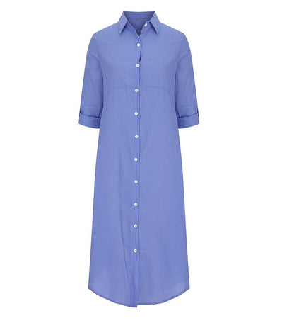 Cotton Linen Collar Long Shirt Dress