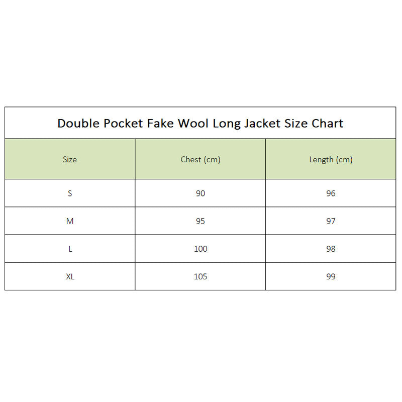 Double Pocket Fake Wool Long Jacket