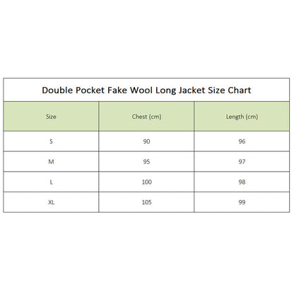 Double Pocket Fake Wool Long Jacket