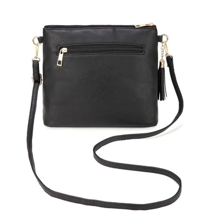 Hollow Crossbody Bag Genuine Leather with Dual Zipper