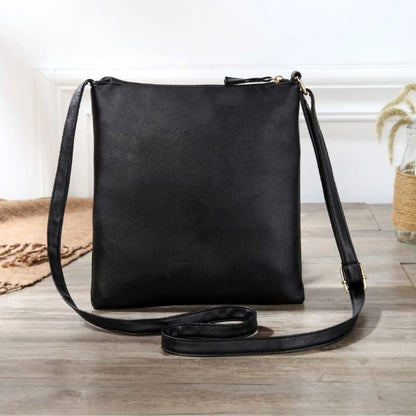 Zipper Vegan Leather Crossbody Bag with Extra pocket