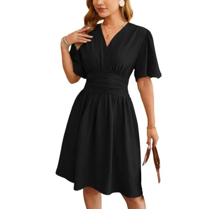 Waistband Trumpet Sleeves Dress