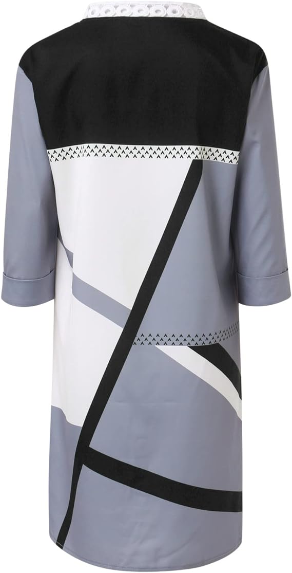 Geometric Half Sleeve Mid-Length Dress