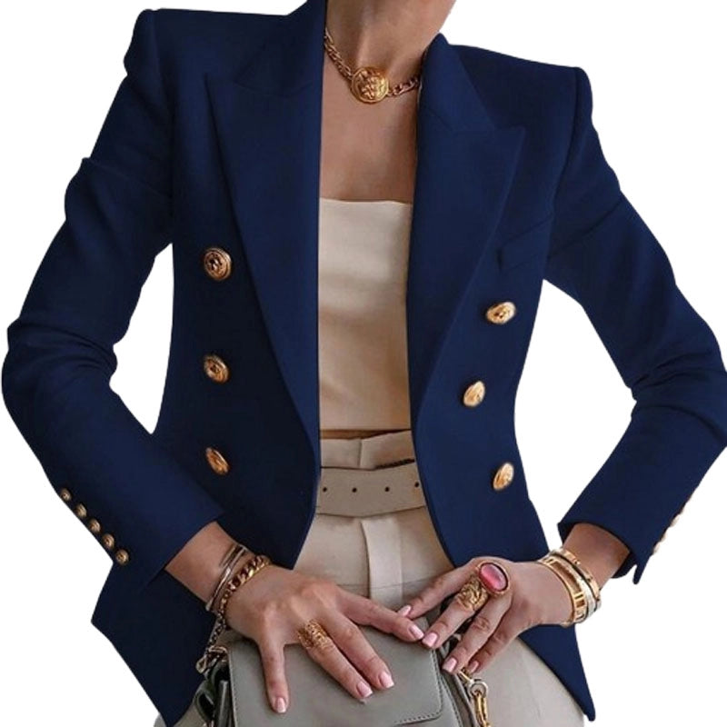 Button Short Blazer with Pockets