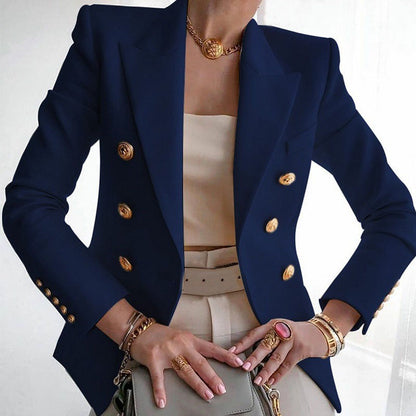 Button Short Blazer with Pockets