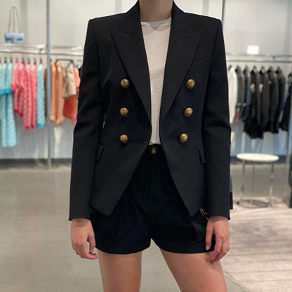 Button Short Blazer with Pockets