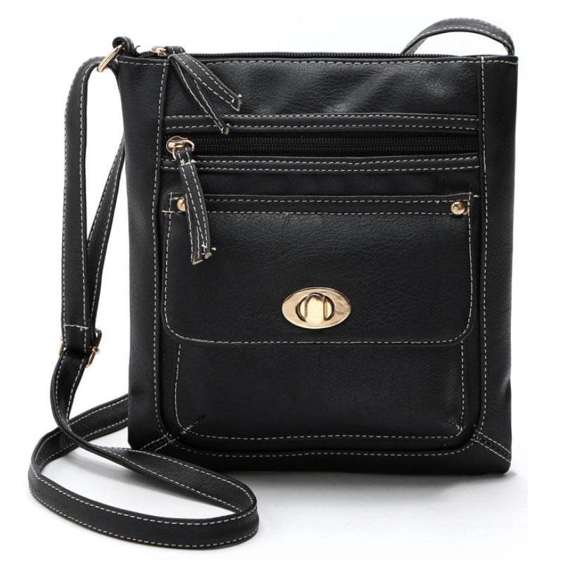 Genuine Leather Crossbody Bag with Front Bag