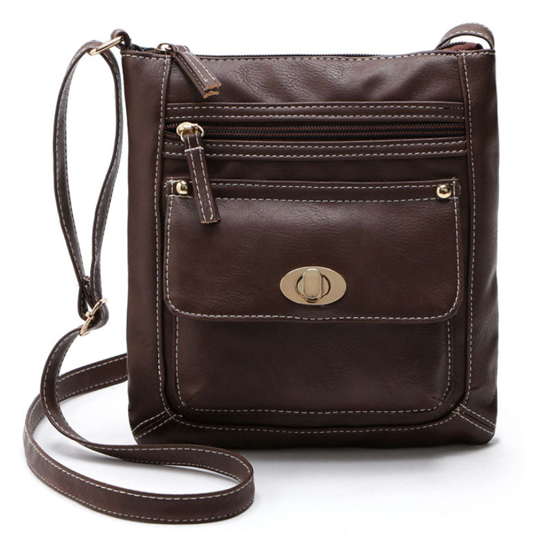Genuine Leather Crossbody Bag with Front Bag