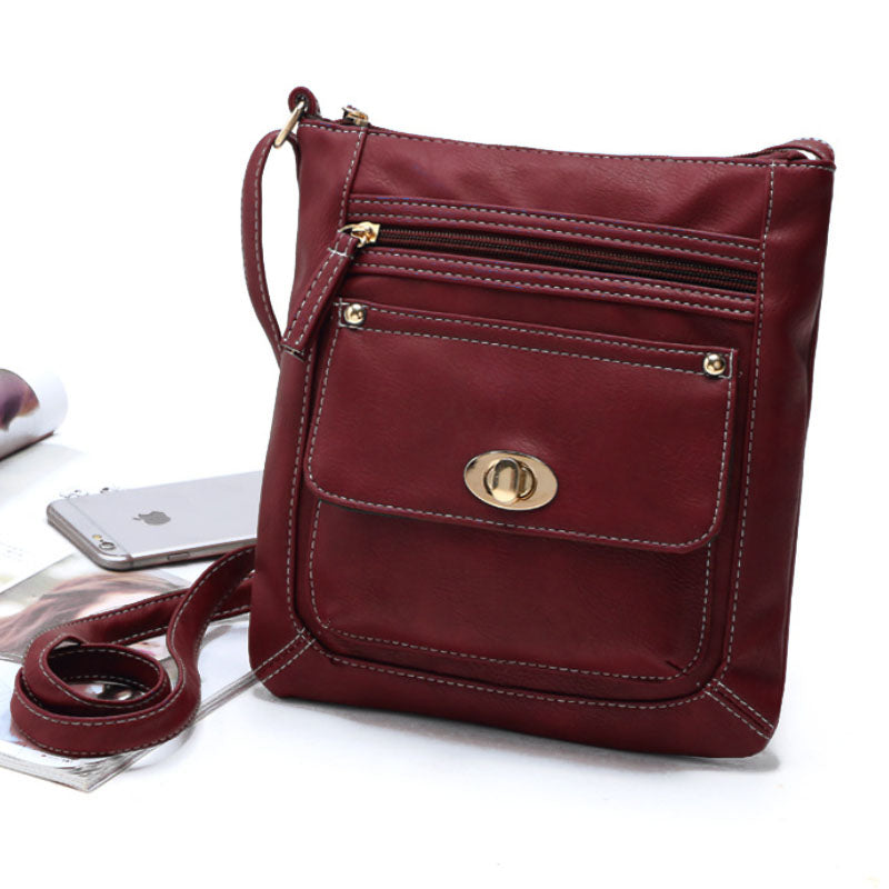 Genuine Leather Crossbody Bag with Front Bag