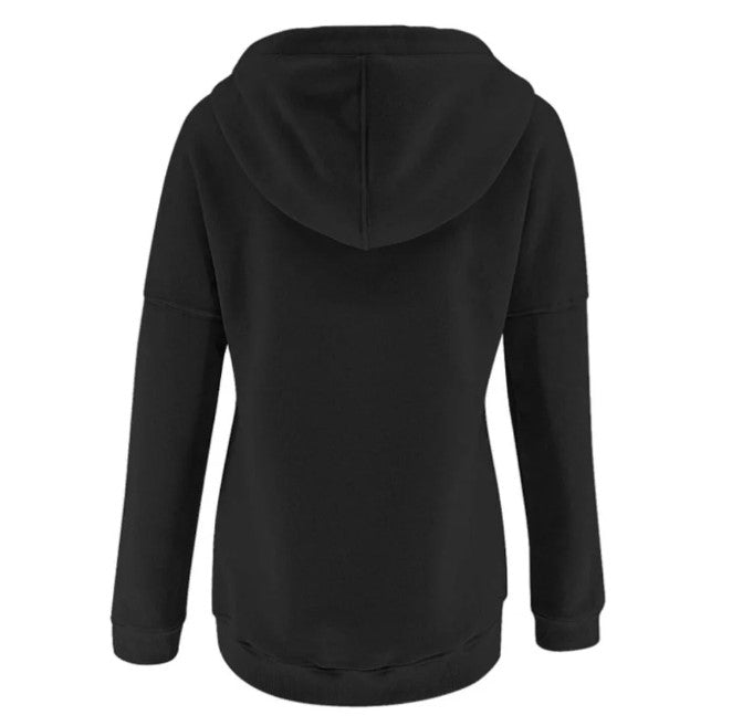 Hooded Button Collar Drawstring Hoodies Pullover Sweatshirts