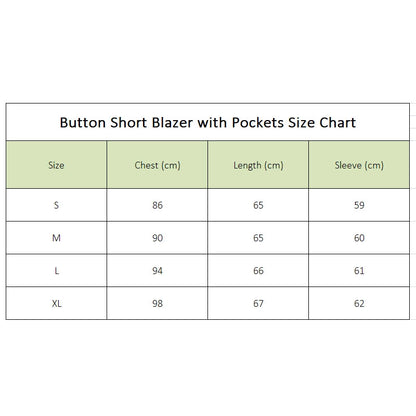 Button Short Blazer with Pockets