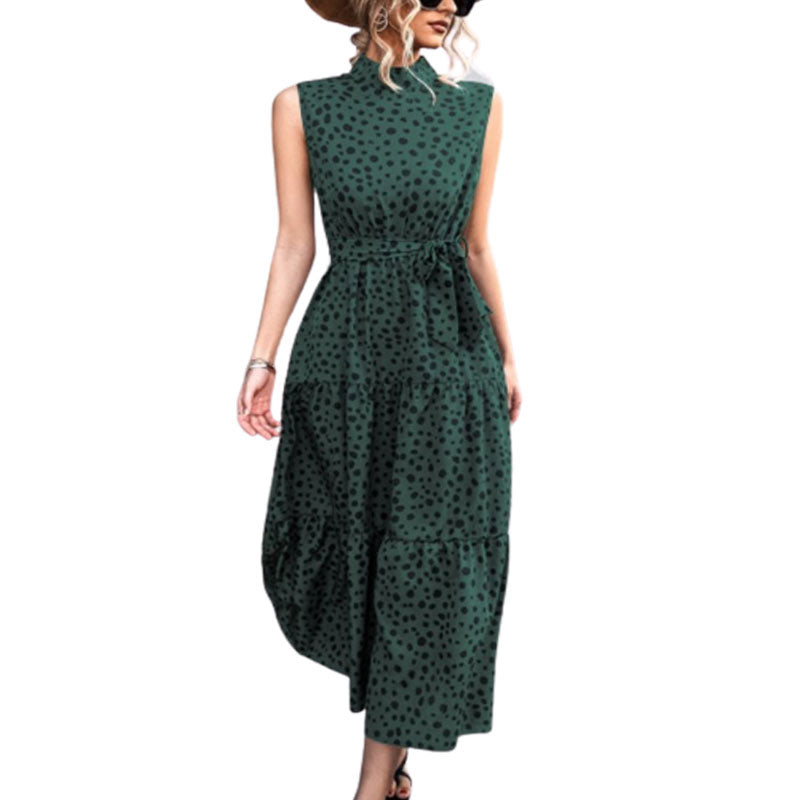 Women's Wrap Casual Flowy Long Dress with Dot