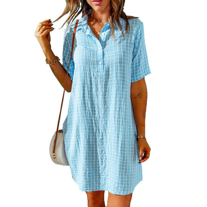 Women's Casual Plaid Ruffle Dress