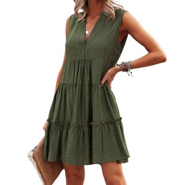 Women's Sleeveless V-Neck Midi Dress