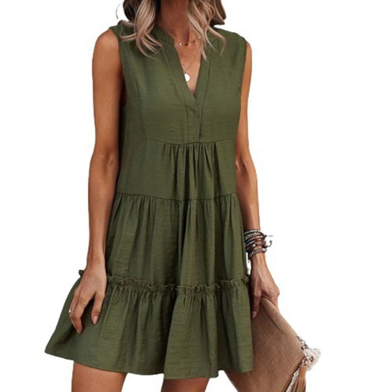 Women's Sleeveless V-Neck Midi Dress