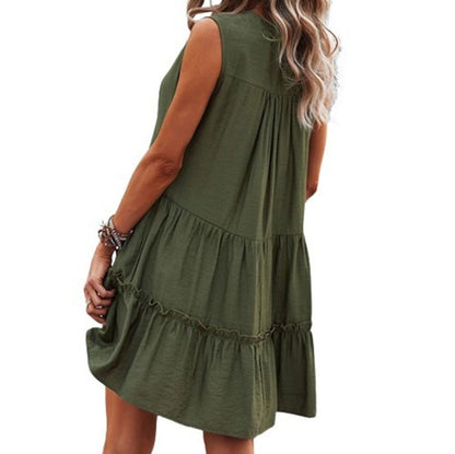 Women's Sleeveless V-Neck Midi Dress