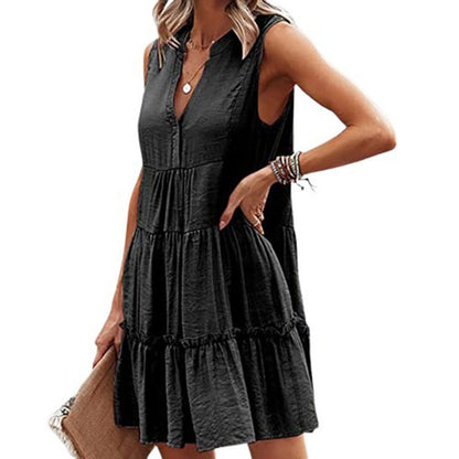 Women's Sleeveless V-Neck Midi Dress