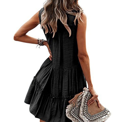 Women's Sleeveless V-Neck Midi Dress