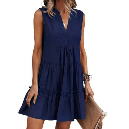 Women's Sleeveless V-Neck Midi Dress