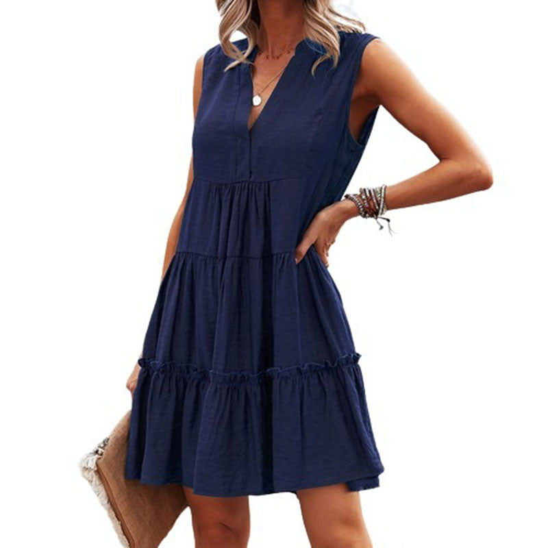 Women's Sleeveless V-Neck Midi Dress