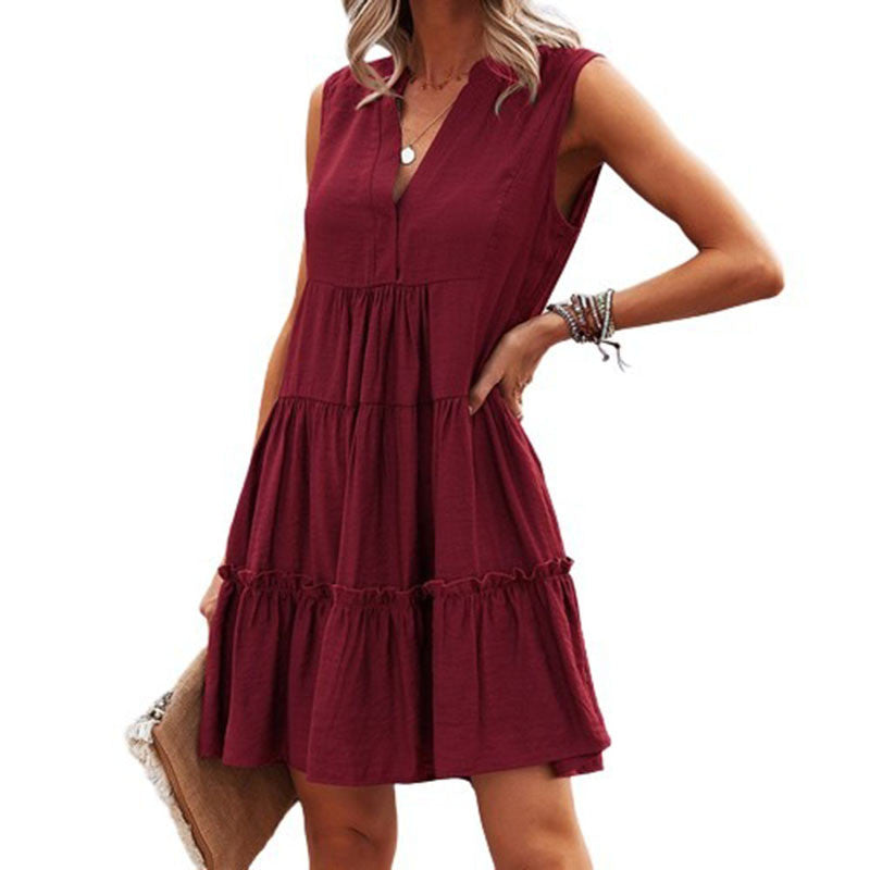 Women's Sleeveless V-Neck Midi Dress