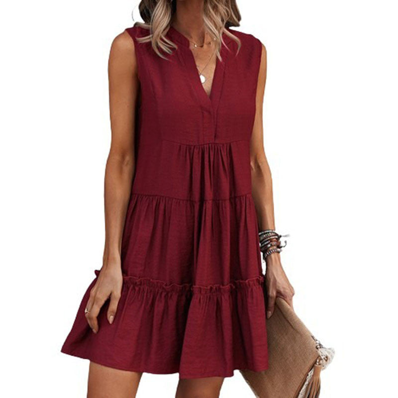 Women's Sleeveless V-Neck Midi Dress