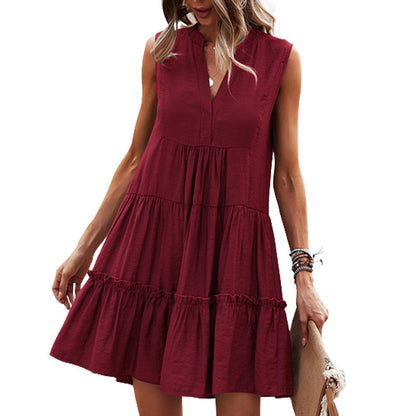 Women's Sleeveless V-Neck Midi Dress