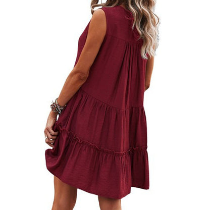 Women's Sleeveless V-Neck Midi Dress