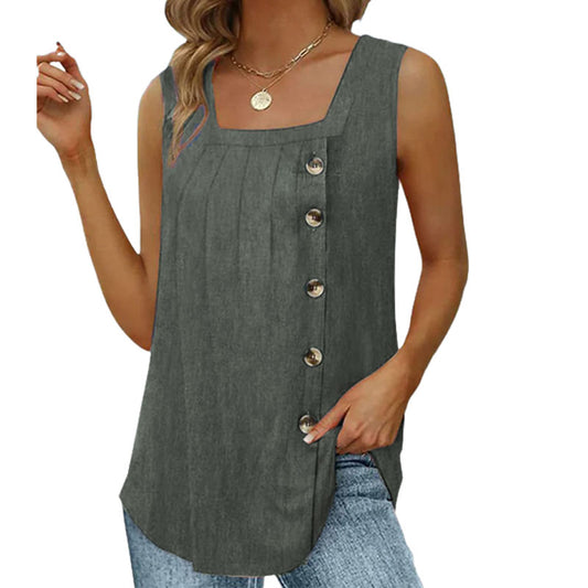 Women's Sleeveless Vest Top with Button