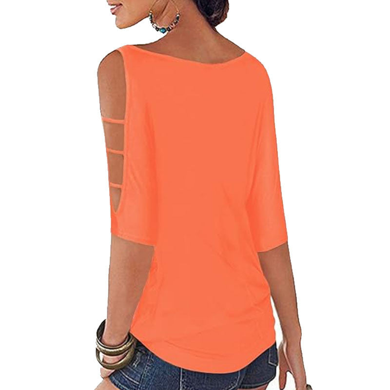 Women's Summer Cold Shoulder 3/4 Sleeve Blouses