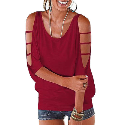 Women's Summer Cold Shoulder 3/4 Sleeve Blouses