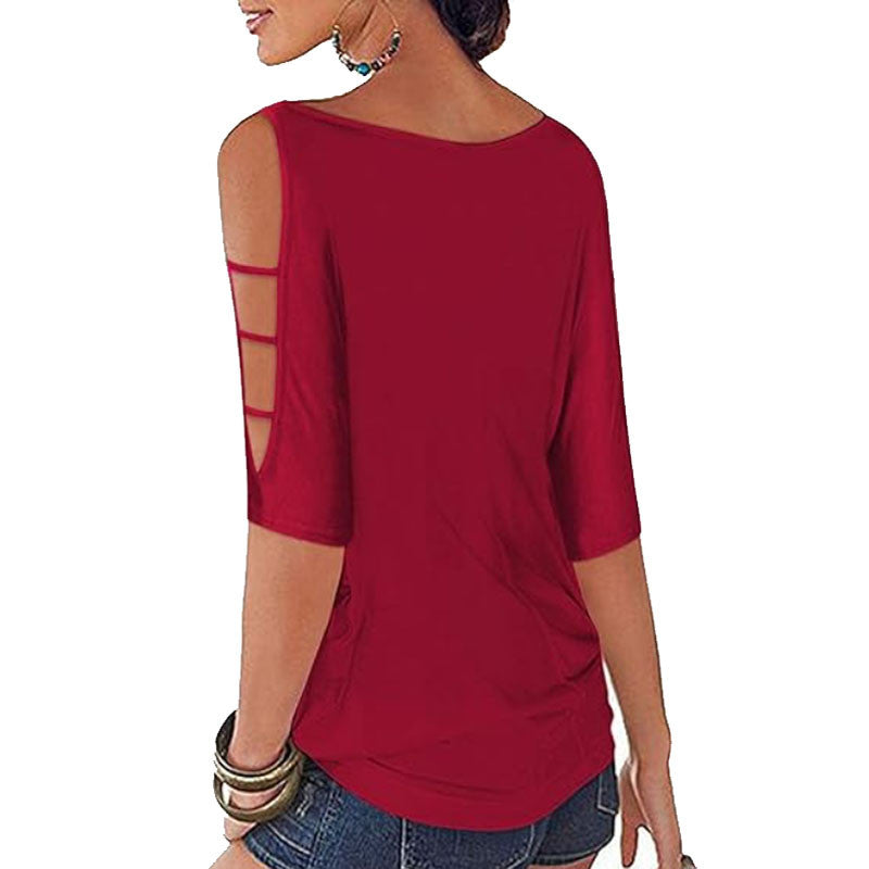 Women's Summer Cold Shoulder 3/4 Sleeve Blouses